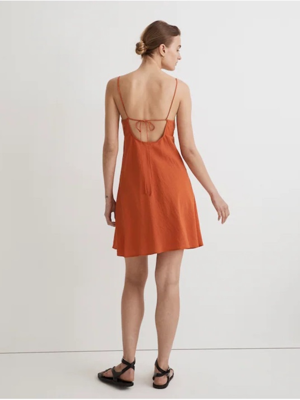 Madewell Layton Rust Orange Spaghetti-Strap Mini Slip Dress - Picture 2 of 4